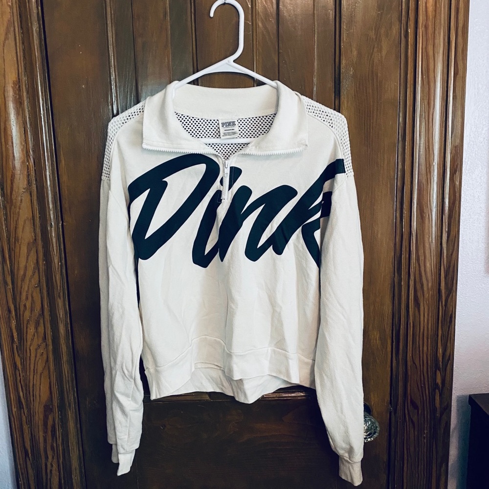 PINK mesh quarter zip